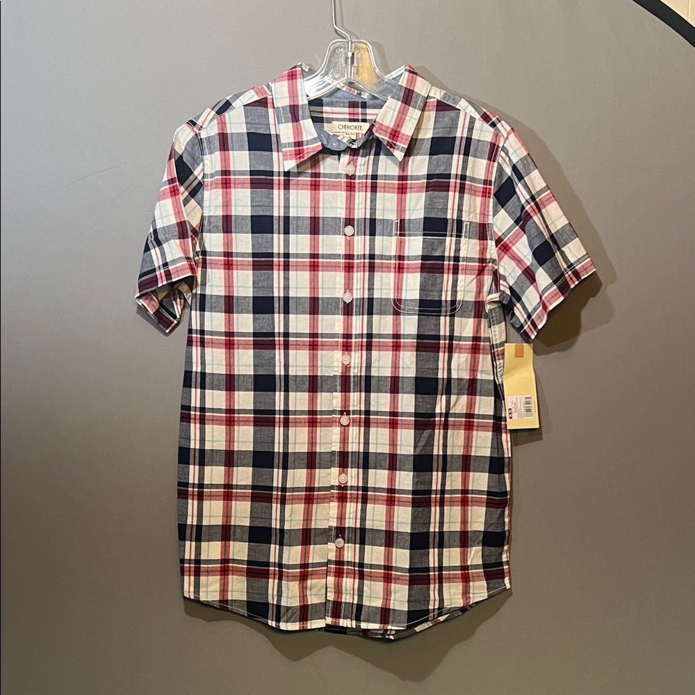 Cherokee Casual Plaid Shirt - Navy, Red, White